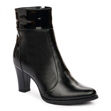 Botine dama elegante din piele naturala neagra 913